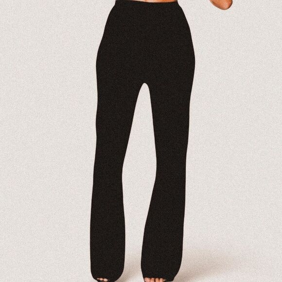 Meshki Black Rue Ribbed Flared Knit Pants | Y2K Minimalist Streetwear | Small - Picture 1 of 6